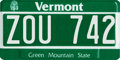 VT license plate ZOU742