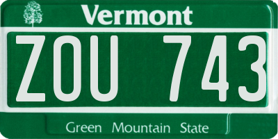 VT license plate ZOU743
