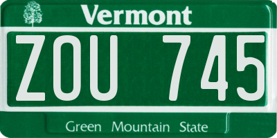 VT license plate ZOU745