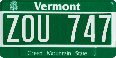 VT license plate ZOU747