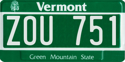 VT license plate ZOU751