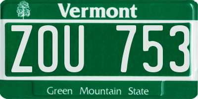 VT license plate ZOU753