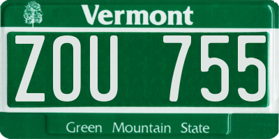 VT license plate ZOU755