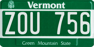 VT license plate ZOU756