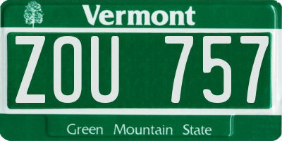 VT license plate ZOU757