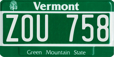 VT license plate ZOU758