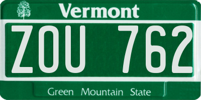 VT license plate ZOU762