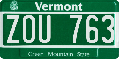 VT license plate ZOU763