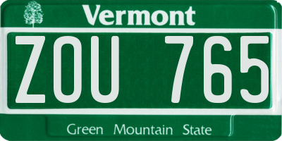 VT license plate ZOU765