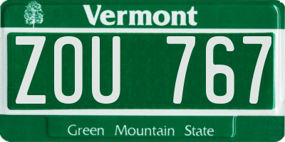 VT license plate ZOU767