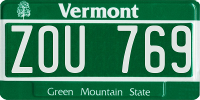 VT license plate ZOU769