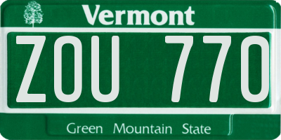 VT license plate ZOU770