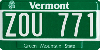 VT license plate ZOU771