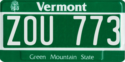 VT license plate ZOU773