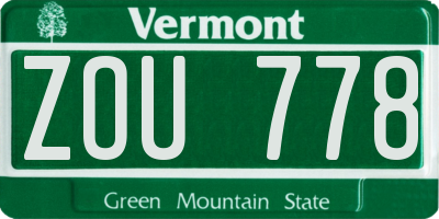 VT license plate ZOU778