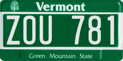 VT license plate ZOU781