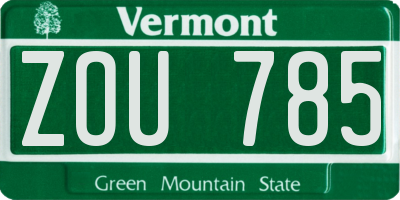 VT license plate ZOU785
