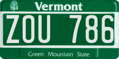 VT license plate ZOU786