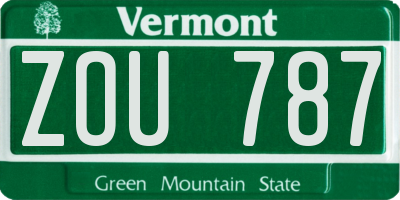 VT license plate ZOU787