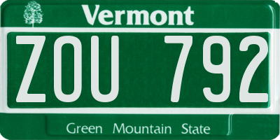 VT license plate ZOU792