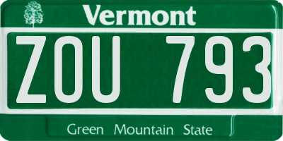 VT license plate ZOU793