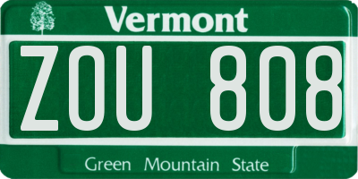 VT license plate ZOU808