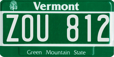 VT license plate ZOU812