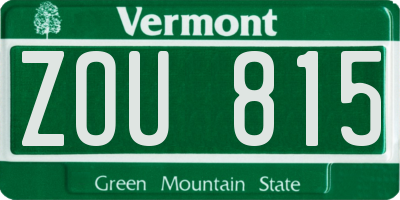VT license plate ZOU815