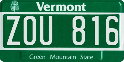 VT license plate ZOU816