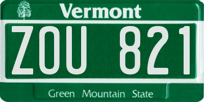 VT license plate ZOU821