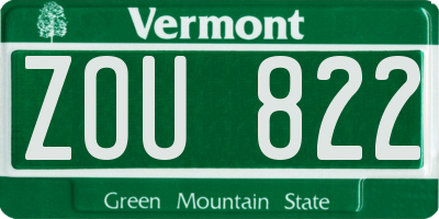 VT license plate ZOU822