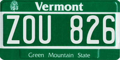 VT license plate ZOU826