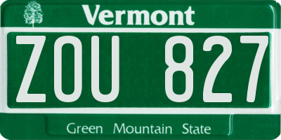 VT license plate ZOU827
