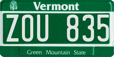 VT license plate ZOU835