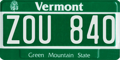 VT license plate ZOU840