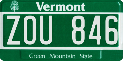 VT license plate ZOU846