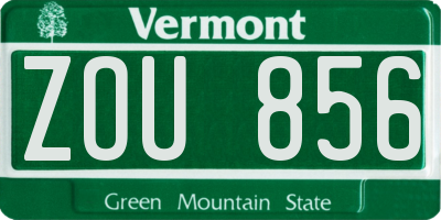 VT license plate ZOU856