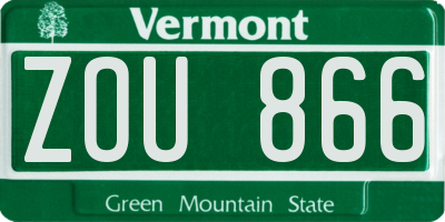 VT license plate ZOU866