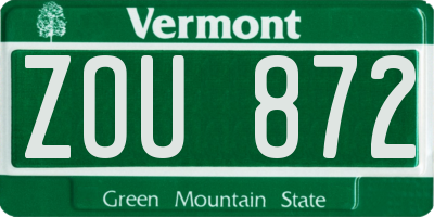 VT license plate ZOU872
