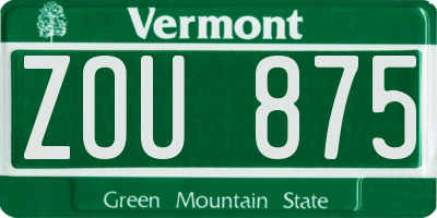 VT license plate ZOU875