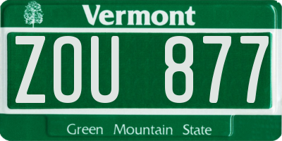 VT license plate ZOU877