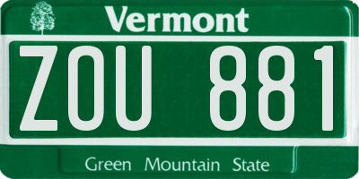 VT license plate ZOU881