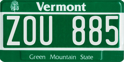 VT license plate ZOU885