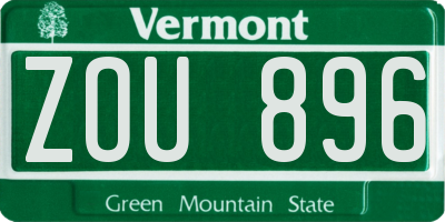 VT license plate ZOU896