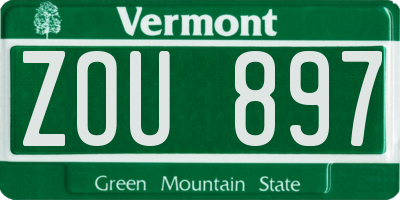 VT license plate ZOU897