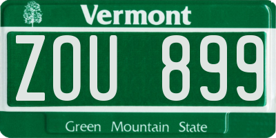 VT license plate ZOU899