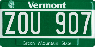 VT license plate ZOU907