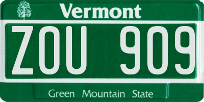 VT license plate ZOU909