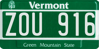 VT license plate ZOU916