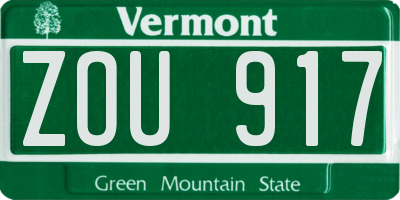 VT license plate ZOU917